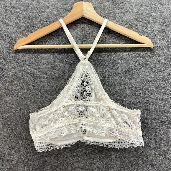Victoria's Secret Bralette Bra Women L Large White Floral Lace Wireless Sheer - Picture 2 of 5